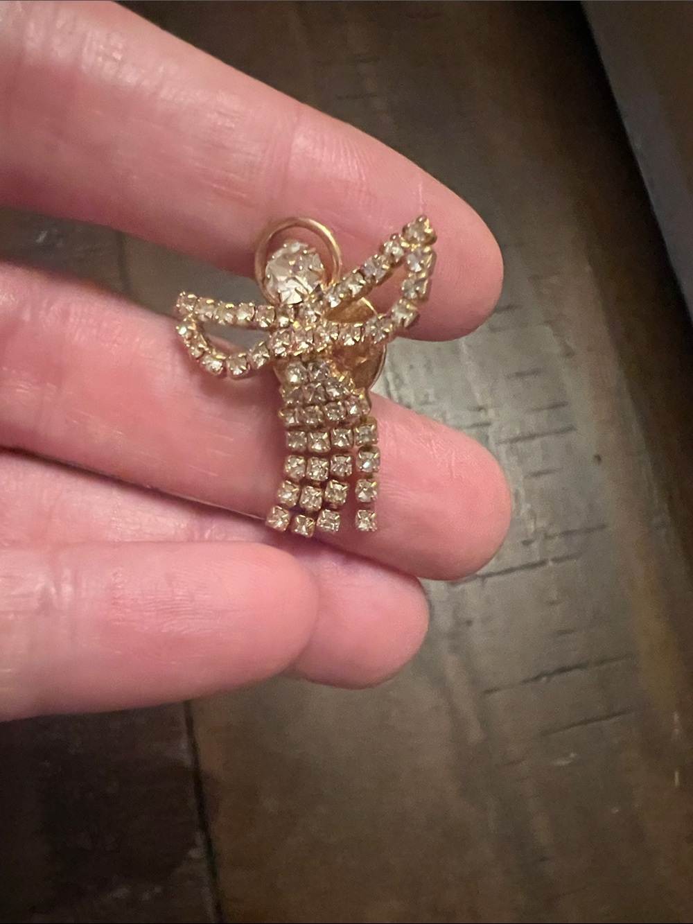 Gold-Tone Crystal Angel Pin Brooch - Gold Crystal